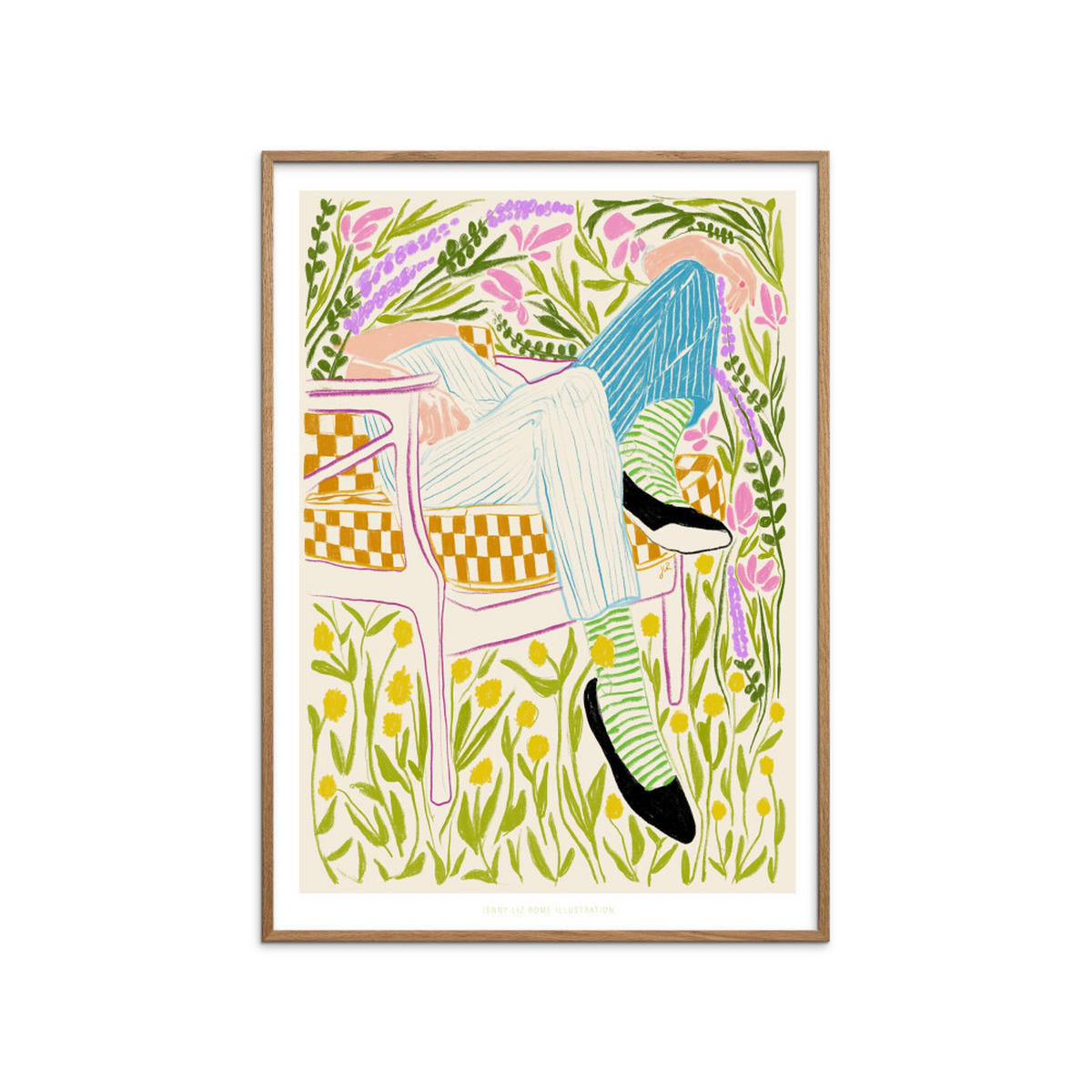 POSTER mit Rahmen Jenny Liz Rome - Quiet in the Garden 2 - Eichefarben/Multicolor, Holz/Papier (70/100cm) - Poster&Frame