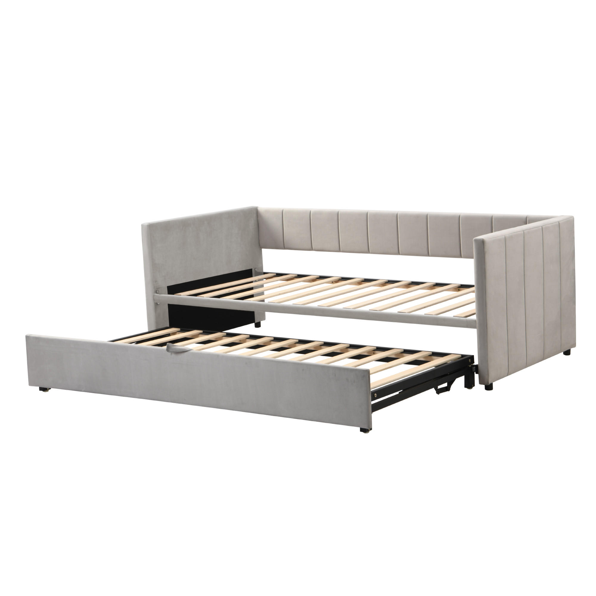 POLSTERBETT 90/180x200 cm ausziehbar grau - Grau, Textil (180/200cm) - LEBENLANG