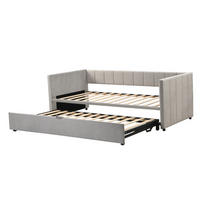 POLSTERBETT 90/180x200 cm ausziehbar grau - Grau, Textil (180/200cm) - LEBENLANG