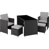 RATTAN SITZGRUPPE Palermo,inklusive Flaschenöffner, zusammenschiebbar,schwarz/grau - Schwarz/Grau, Kunststoff - tectake