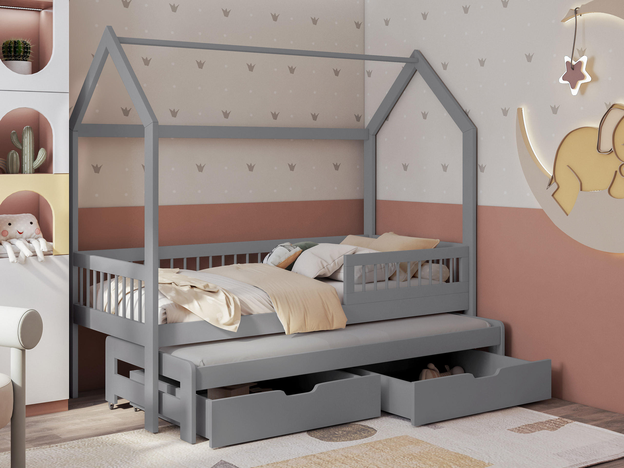HAUSBETT Asher 80 - Grau, Holz (80/180cm) - MIRJAN24