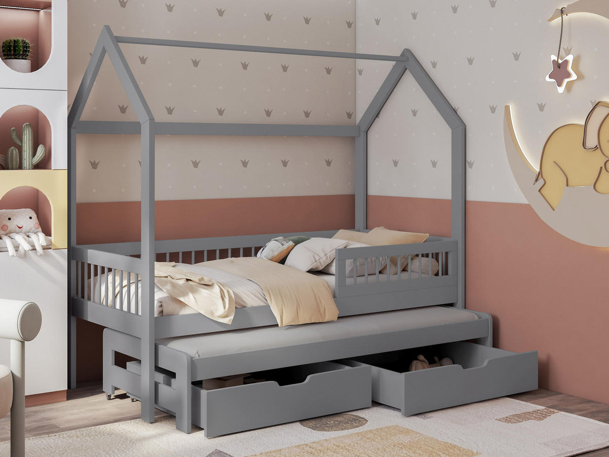 HAUSBETT Asher 90 - Grau, Holz (90/200cm) - MIRJAN24