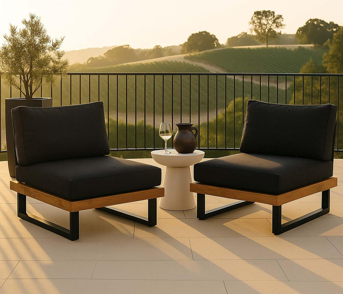 LOUNGE-SESSEL Schwarz, Beige, Anthrazit - Beige/Anthrazit, Holz (82/75/82cm) - MCW