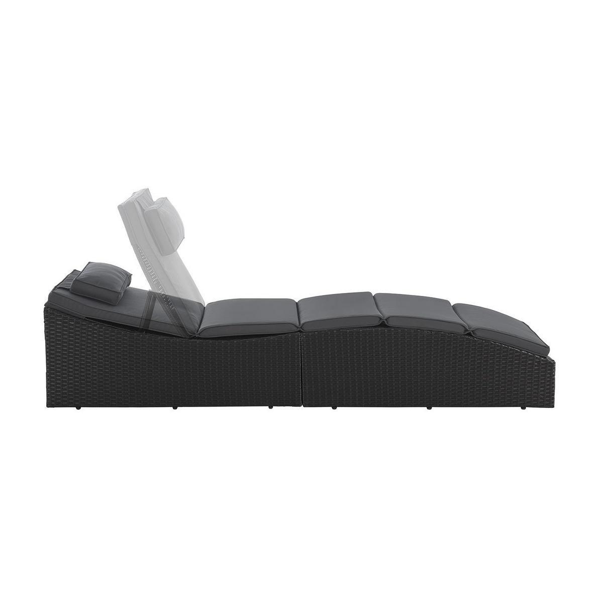 SONNENLIEGE Lamia schwarz faltbar - Schwarz, Kunststoff (60/40/200cm) - Juskys