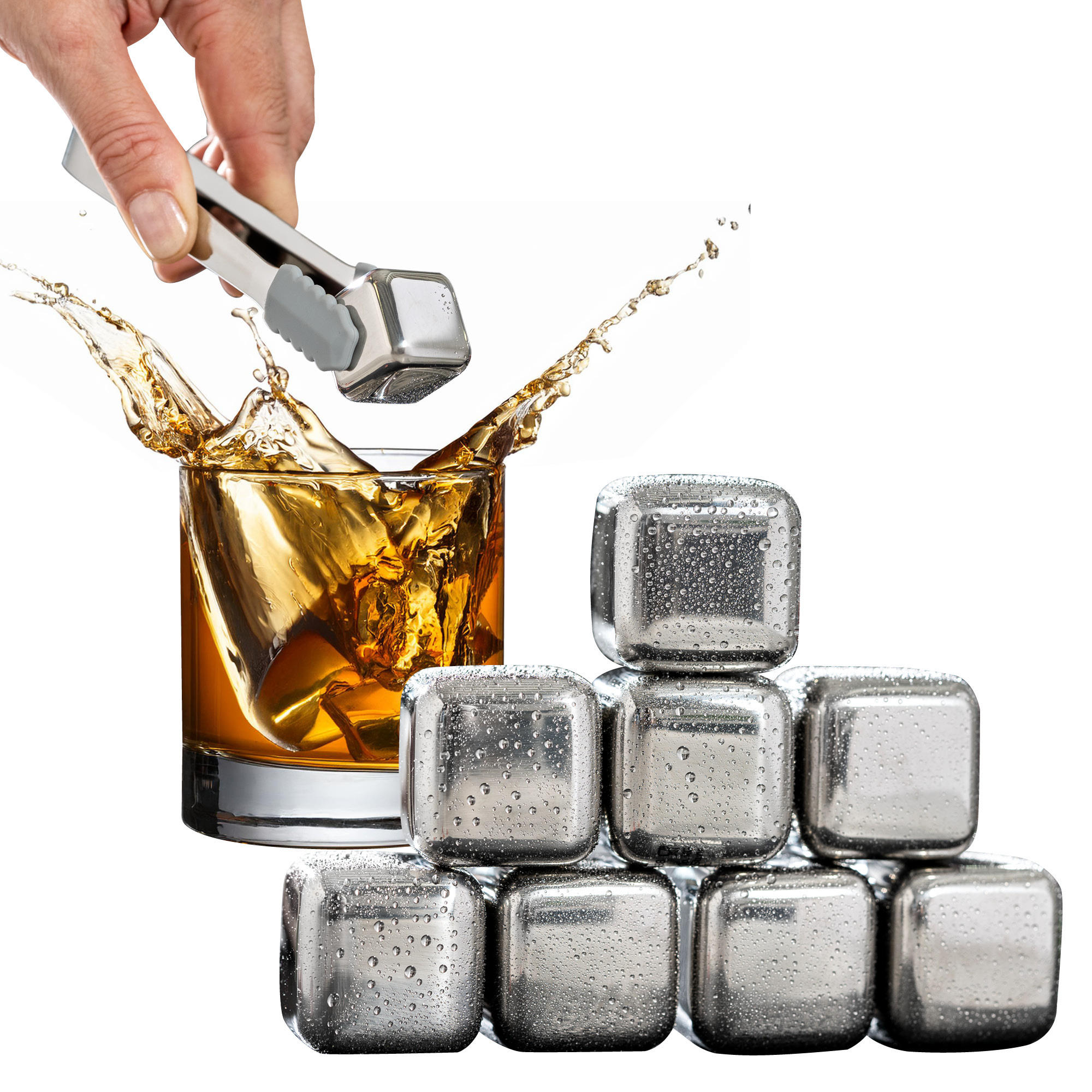 EISWÜRFEL 10-er-Set, silber, Edelstahl - Edelstahlfarben, Metall (16/3/11.5cm) - bremermann