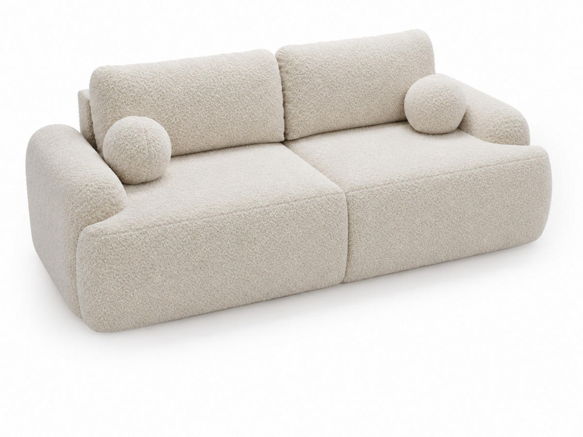 SOFA 260/106/81 Aurio Bouclé-Stoff Weiß - Weiß, Kunststoff/Textil (260/81/106cm) - Graingold