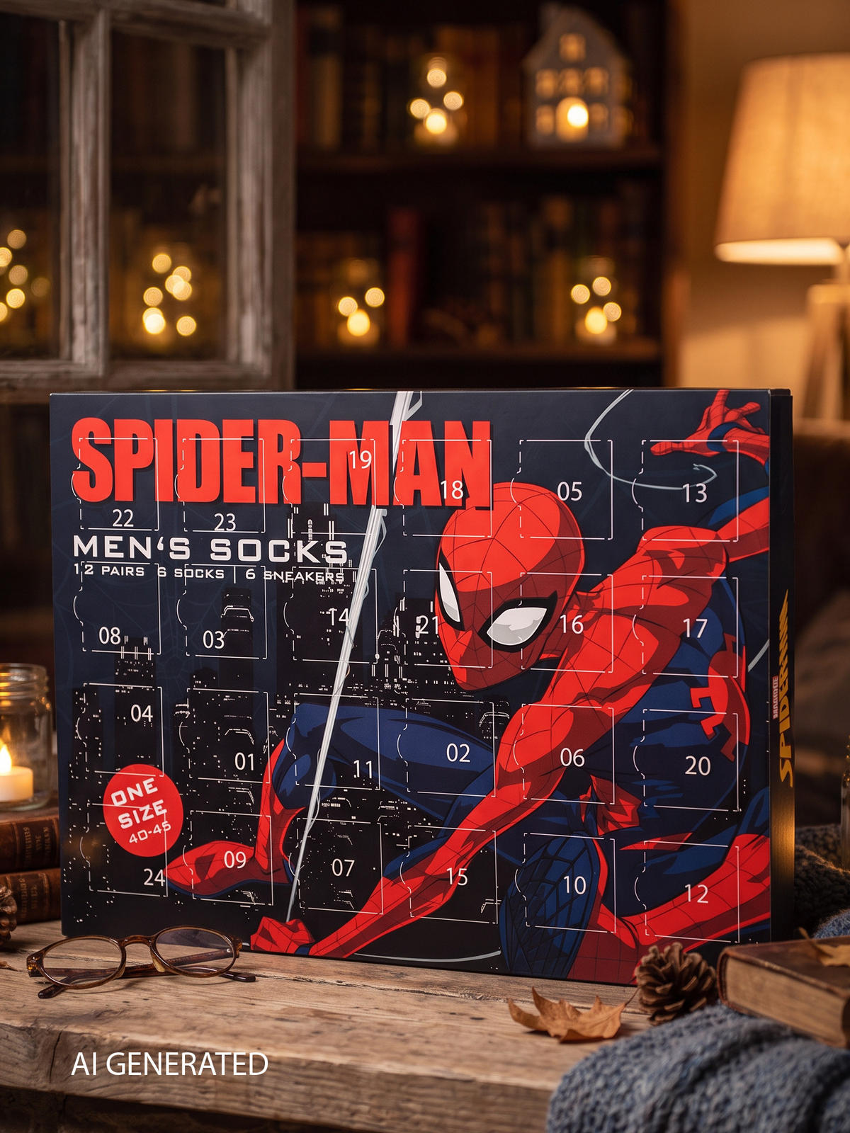 ADVENTSKALENDER Marvel Spiderman mit 12 Paar Socken Größe 40-45 - Multicolor, Textil (37/5/26.5cm) - Marvel
