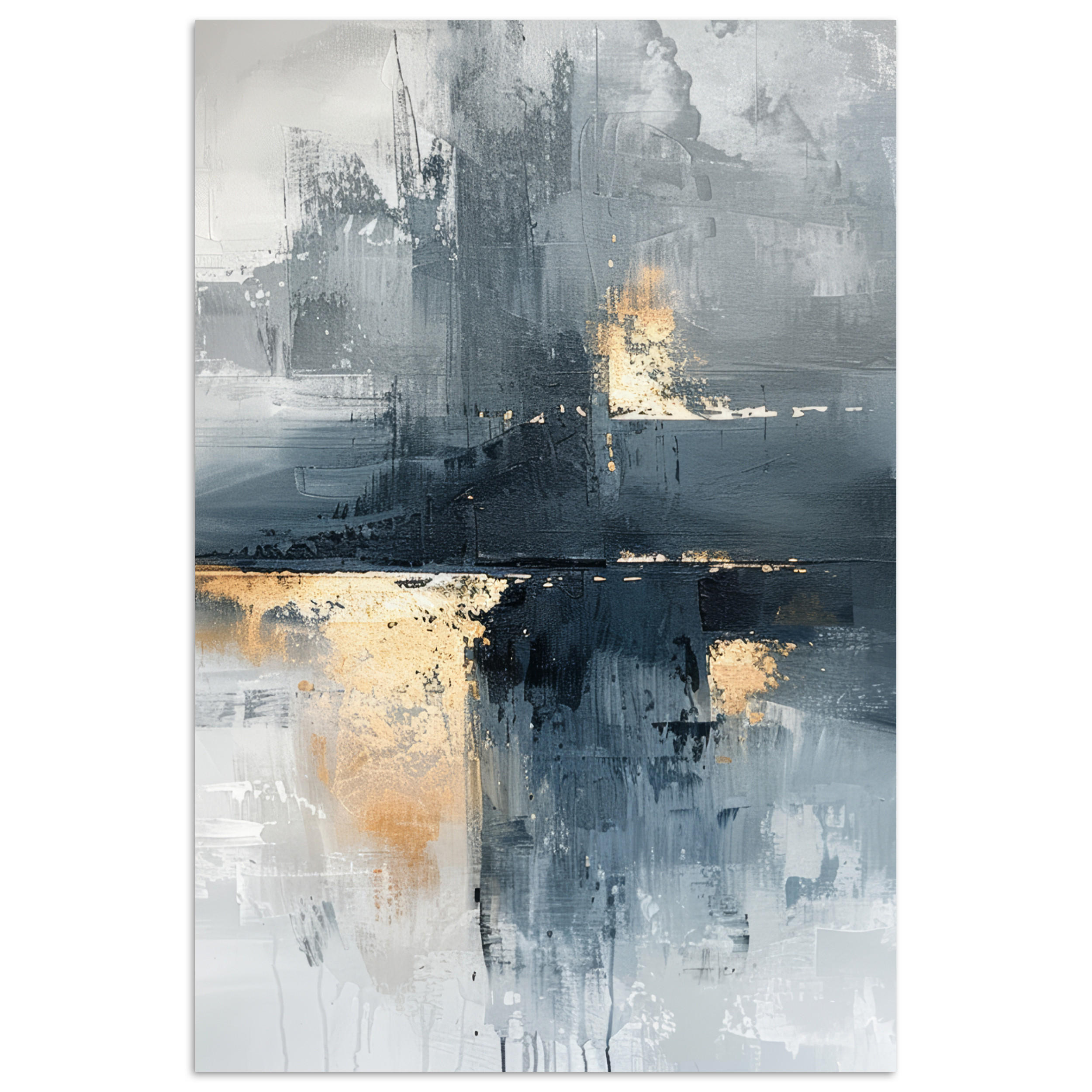 POSTER Kunst - Grau - Gold - Abstrakt 40x60 cm - Dunkelgrau, Papier (40/60/0.1cm) - MuchoWow