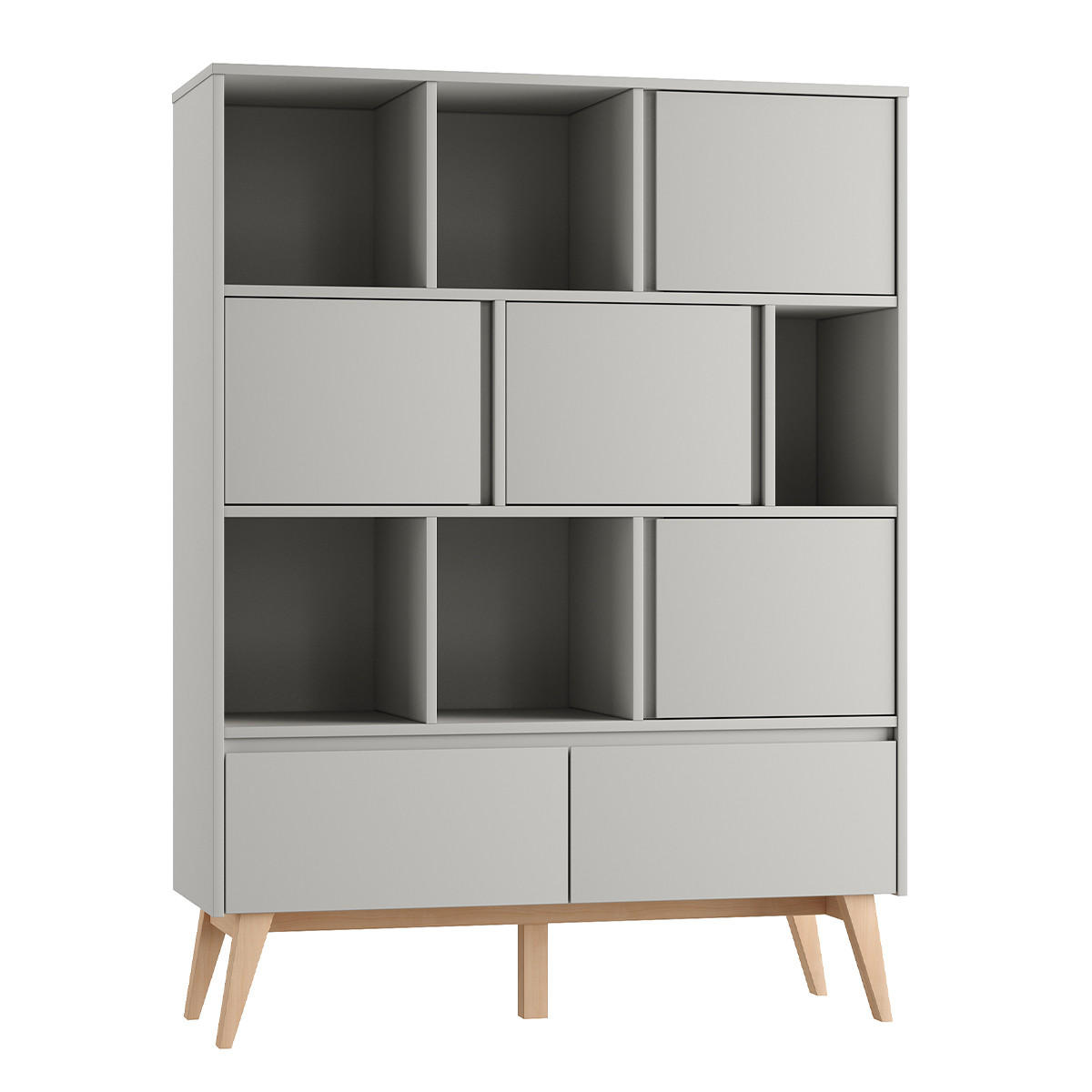 KNIHOVNA Swing Šedá a dřevo - šedá, kompozitní dřevo (120/160/42cm) - Petits-meubles