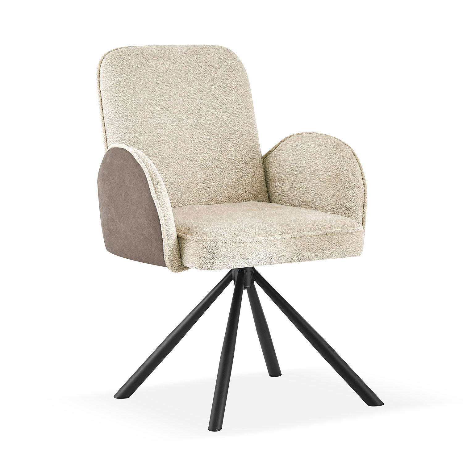 ESSZIMMERSTUHL MICHAEL, Creme - Creme/Schwarz, Textil (48/48/42cm) - B&D Home