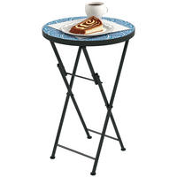 GARTENTISCH DE-07249 rund, klappbar mit Mosaik-Muster Blau - Blau, Metall (35.5/35.5/55cm) - ComfortXL