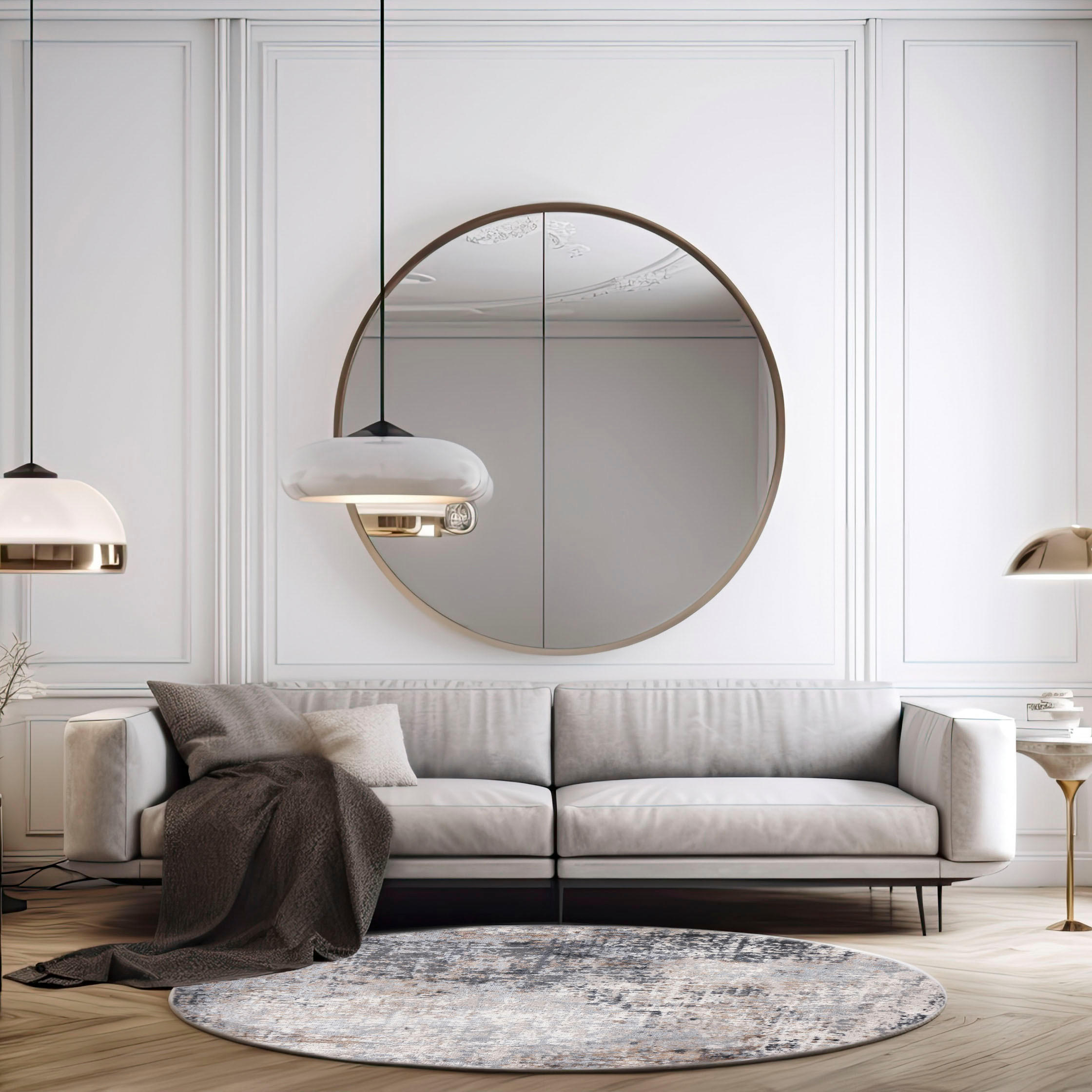 Thumbnail - Mazovia Teppich, Hellgrau, Textil, Abstrakt, Rund, 120x120 cm, Oeko-Tex® Standard 100, für Fußbodenheizung geeignet, Tep...