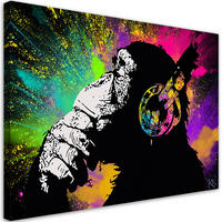 LEINWANDBILD Banksy Buntes Affe 100x70cm - Multicolor, Textil (100/70cm) - Feeby