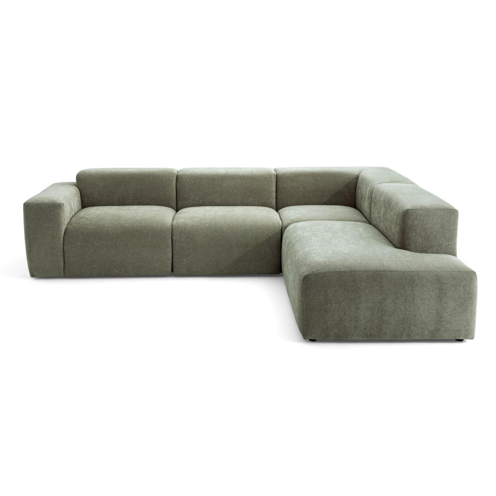 4-SITZER modulares Ecksofa HEAVEN SET 2 Rechts, Breite 300 cm Webstoff Grün - Schwarz/Grün, Holz/Kunststoff (245/300cm) - Muffo