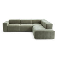 4-SITZER modulares Ecksofa HEAVEN SET 2 Rechts, Breite 300 cm Webstoff Grün - Schwarz/Grün, Holz/Kunststoff (245/300cm) - Muffo