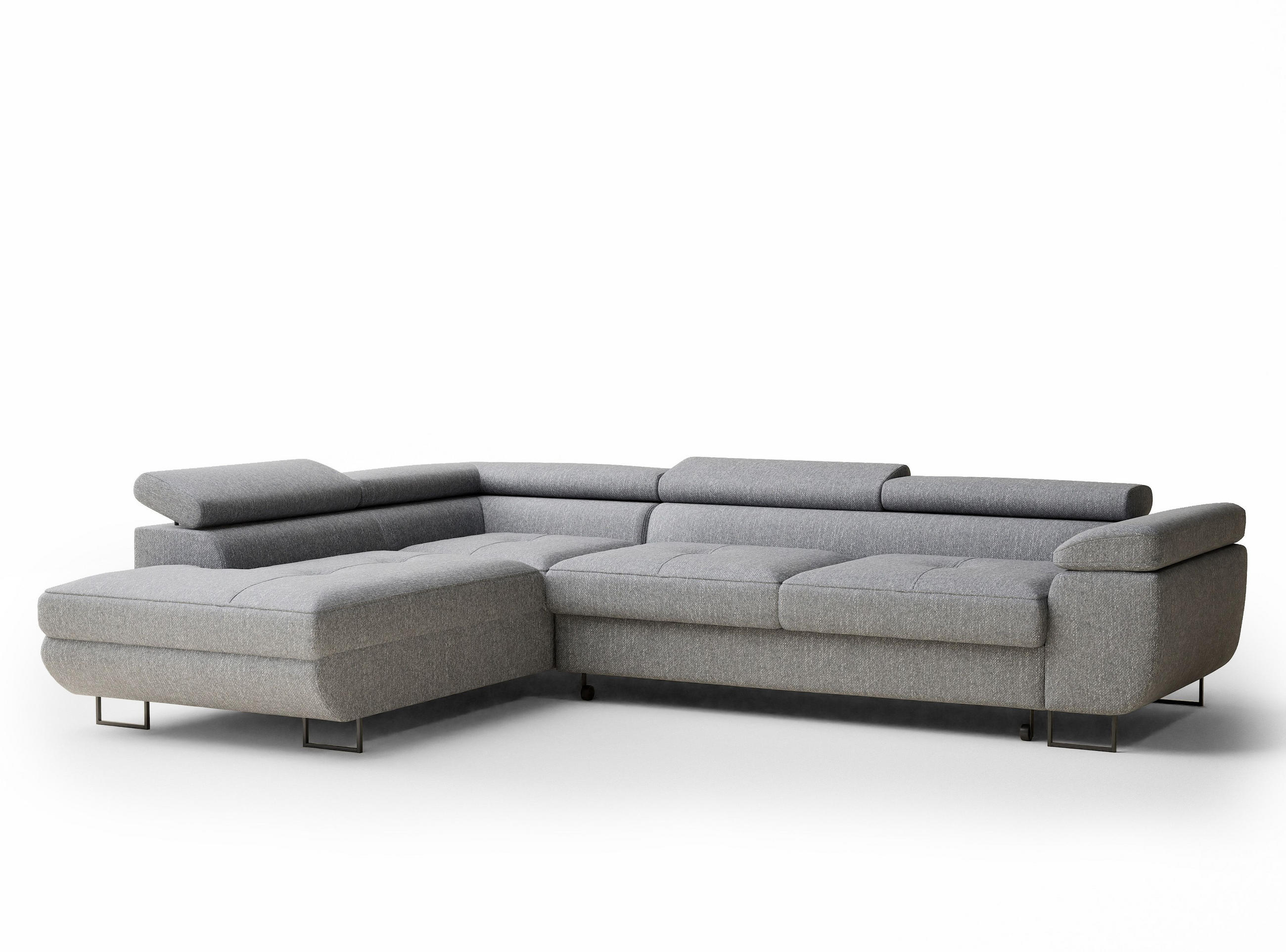 ECKSOFA MIT SCHLAFFUNKTION Concord Grau Webstoff - Schwarz/Grau, Holz/Holzwerkstoff (277/203cm) - Maison de Reve