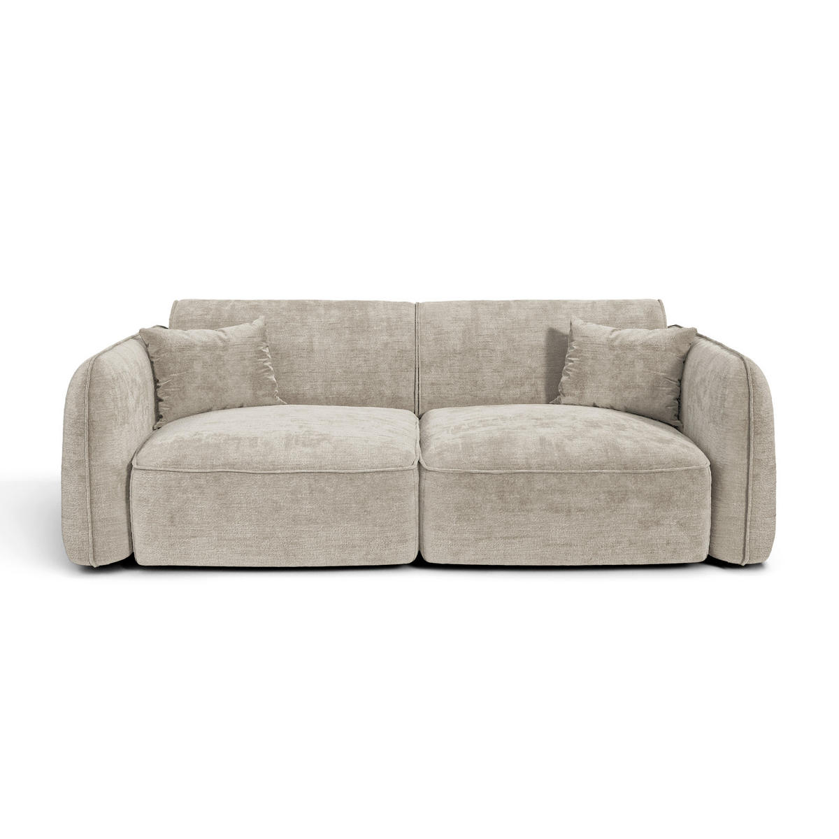 SOFA LOMI Geprägter Samt Taupe 150cm - Taupe, Textil (150/74/90cm) - Premium Interiors