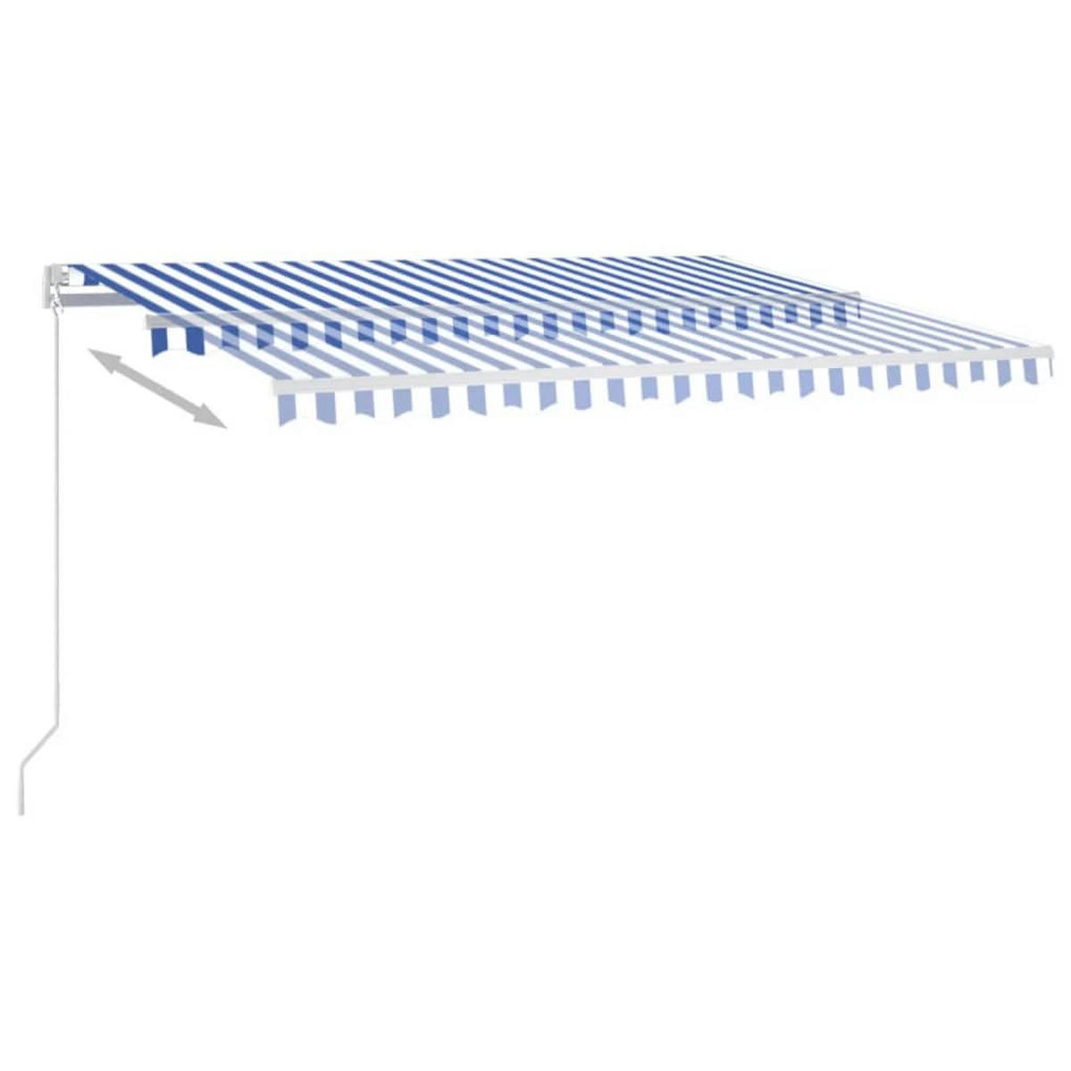 MARKISE Manuell Einziehbar 450x350 cm Blau und Weiß - Blau, Metall (450/1/450cm) - furnicato