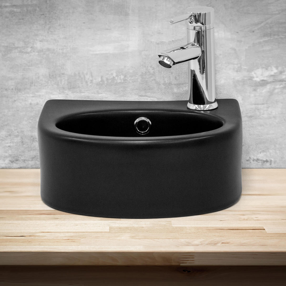 WASCHBECKEN - Schwarz, Keramik (25.5/13/33.5cm) - ML-DESIGN