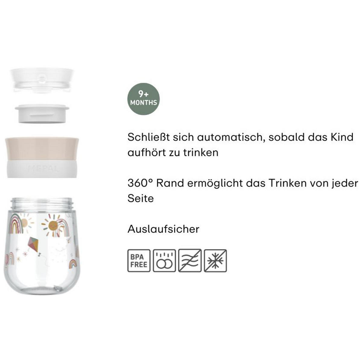 360° TRINKLERNBECHER Mio (2025) Forest Friends 300 ml - Weiß/Hellblau, Kunststoff (0.3L) - Mepal