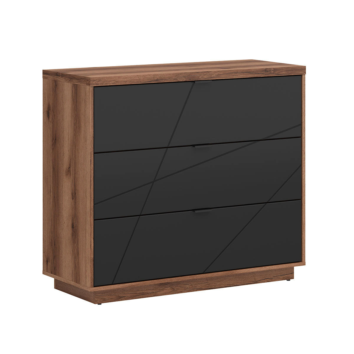 KOMMODE Sven Schwarz und Holz - Weiß, Holzwerkstoff (106/93/42cm) - Petits-meubles