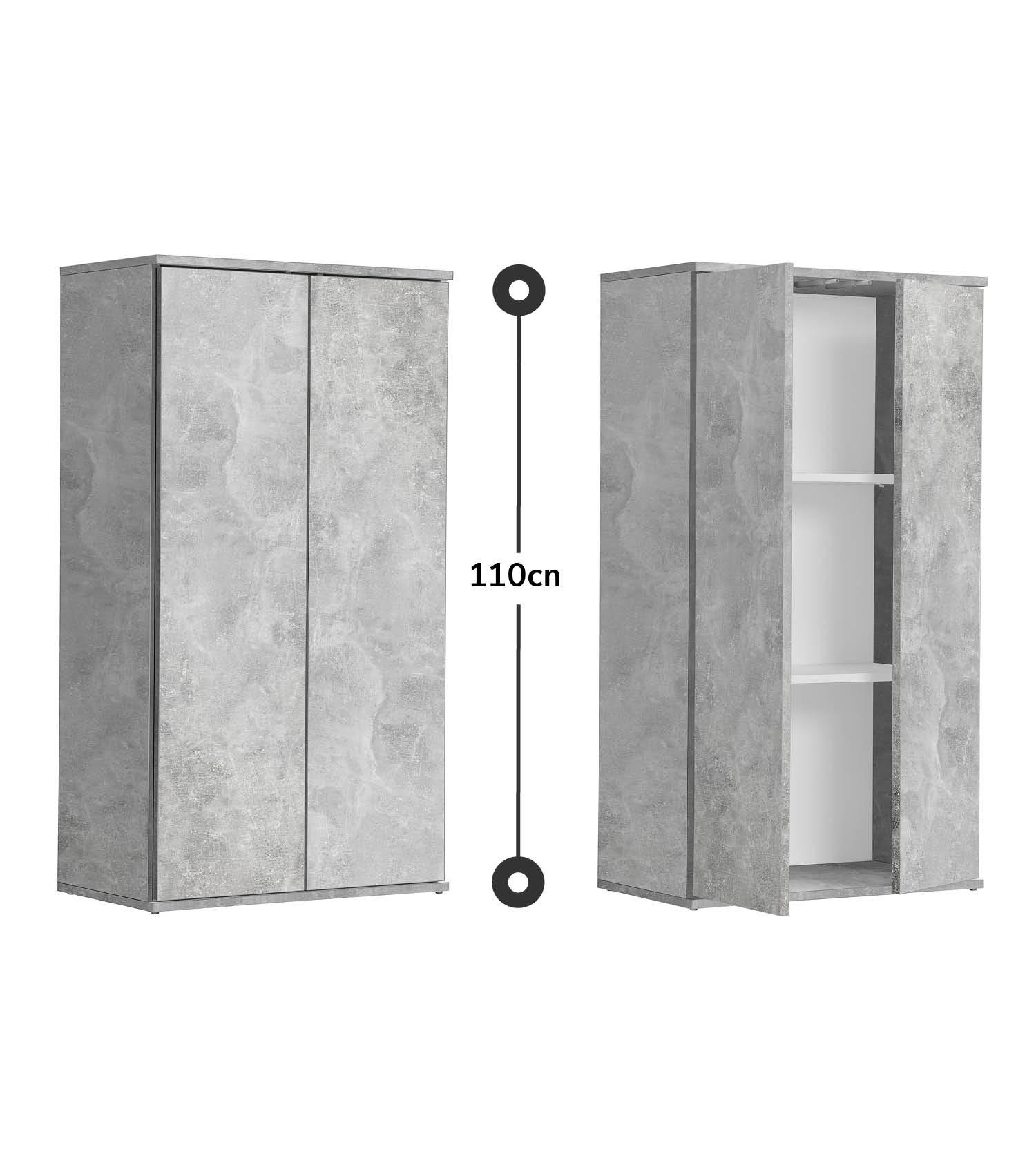 MEHRZWECKSCHRANK Der Schlanke - Hellgrau/Grau, Holzwerkstoff (60/110/34cm) - Mokebo