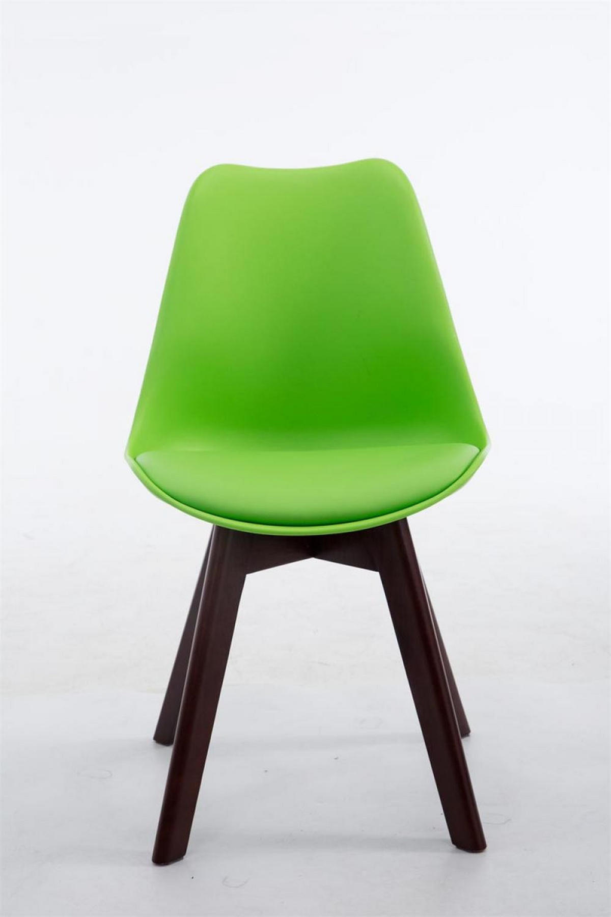 STUHL Lederlook Grün - Walnussfarben/Grün, Holz/Textil (48/84/41.5cm) - CLP
