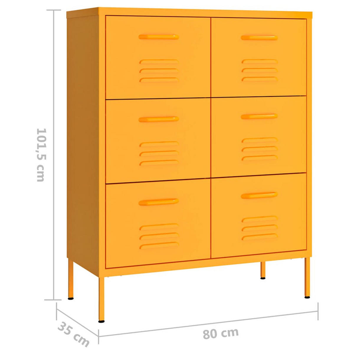 SCHUBLADENSCHRANK Senfgelb 80/35/101,5 Cm Stahl - Gelb, Metall (35/101.5/80cm) - vidaXL