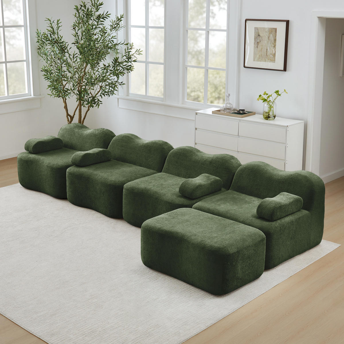 ECKSOFA 384/167/70 cm Grün aus Samt mit modularem Design - Grün, Textil (167/384cm) - OKMYHOME