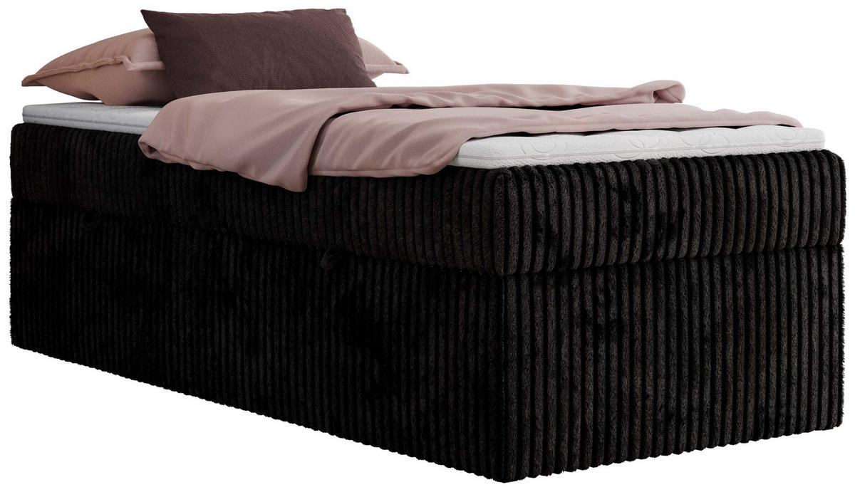BOXBETT ZERO 90/200 - Schwarz Struktur - H4 - Topper Visco - Schwarz, Textil (90/200cm) - MKS