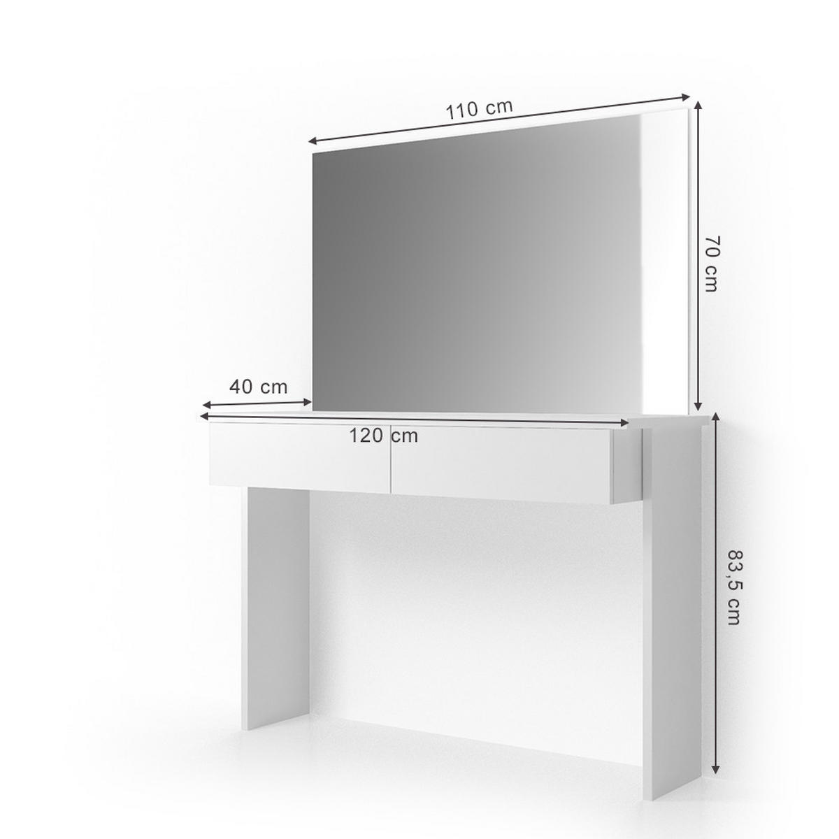SCHMINKTISCH Azur Weiß 120 cm - Weiß, Holzwerkstoff (120/83/40cm) - Vicco