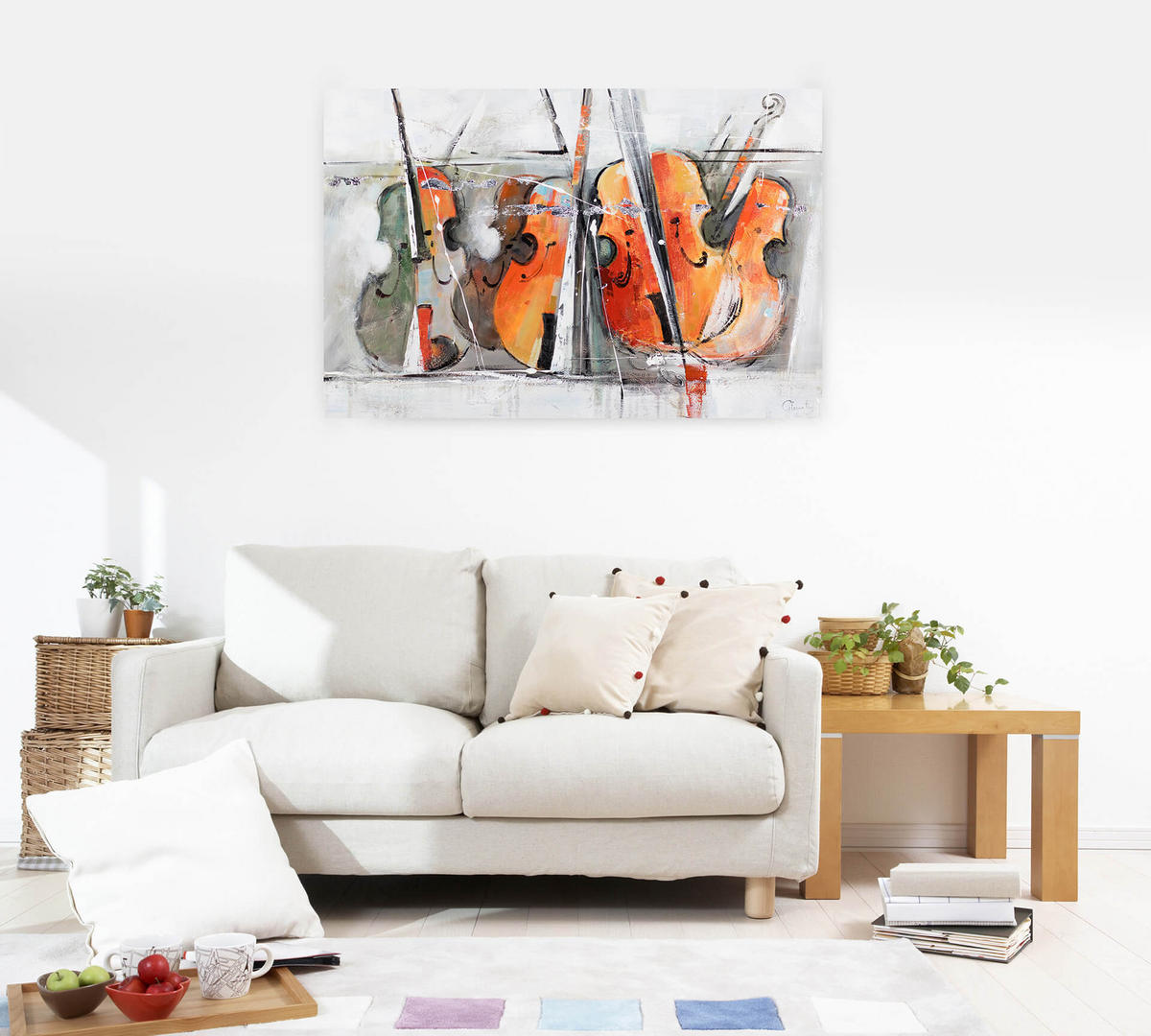 ACRYLBILD HANDGEMALT 120/80 cm - Orange/Grau, Holz/Textil (120/80cm) - KUNSTLOFT