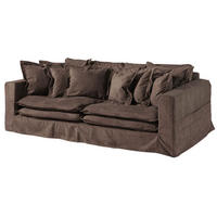 HUSSENSOFA 3-Sitzer 236x138x76 taupe KINGSTON - Taupe, Textil (236/76/138cm) - Massivmoebel24