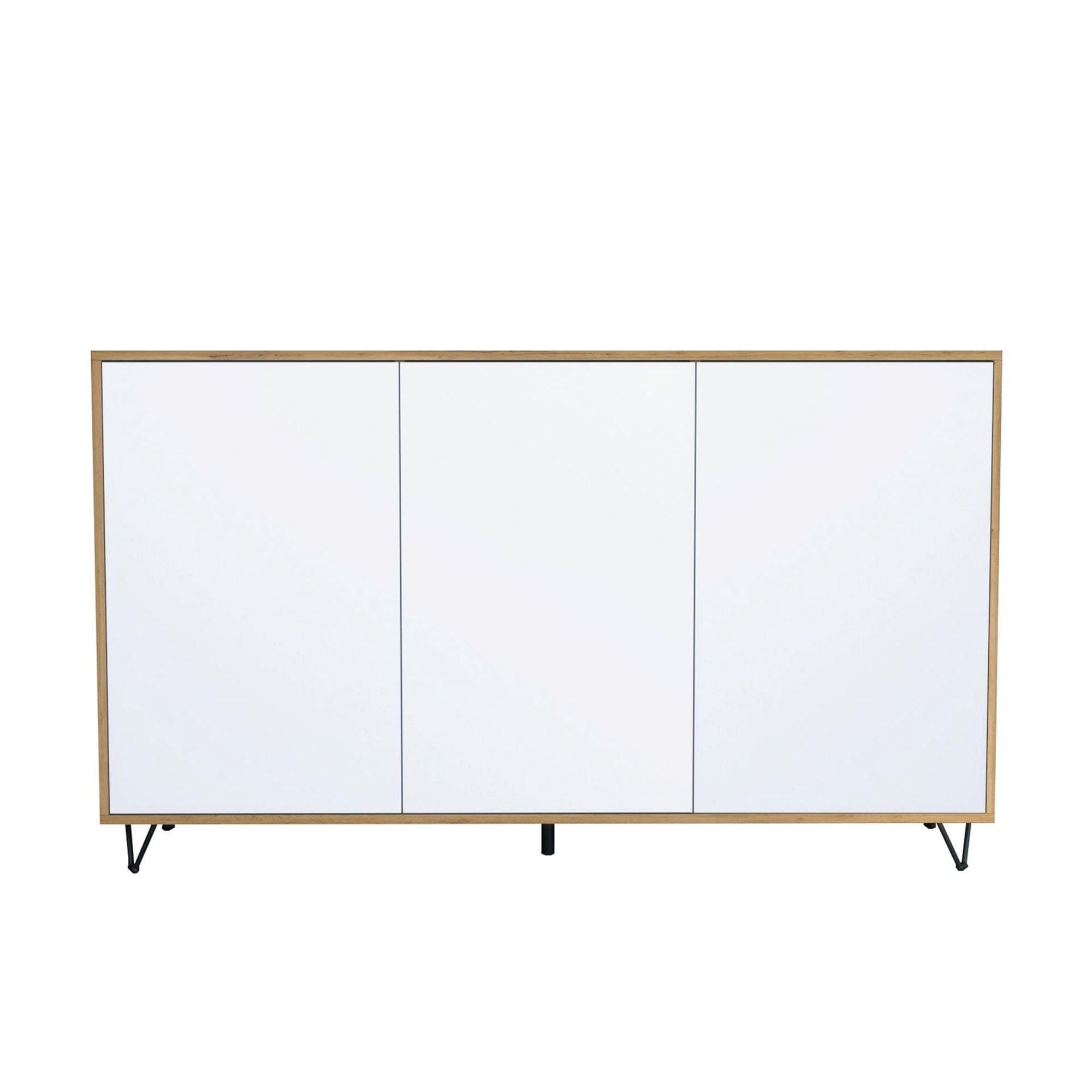 SIDEBOARD Elisa, Kommode mit Push-to-Open, Made in Germany, Moderner Schrank, Eiche Evoke/Weiß matt (152,5 x 90,5 x 37 cm) - Weiß, Holzwerkstoff (152.5/90.5/37cm) - InnoFurn