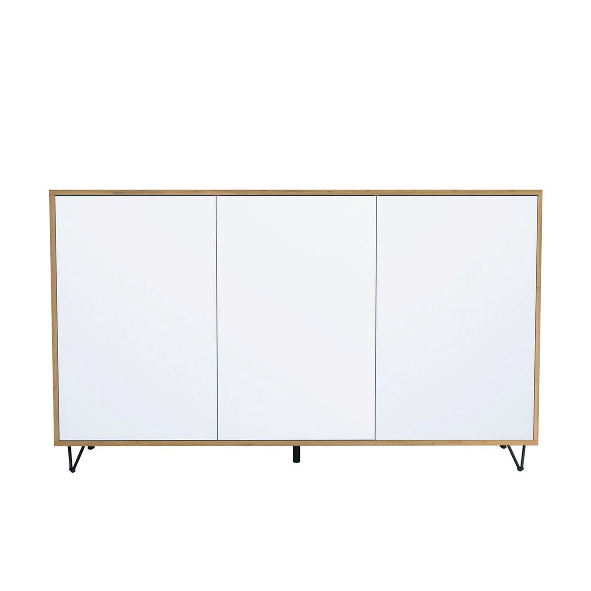 SIDEBOARD Elisa, Kommode mit Push-to-Open, Made in Germany, Moderner Schrank, Eiche Evoke/Weiß matt (152,5 x 90,5 x 37 cm) - Weiß, Holzwerkstoff (152.5/90.5/37cm) - InnoFurn