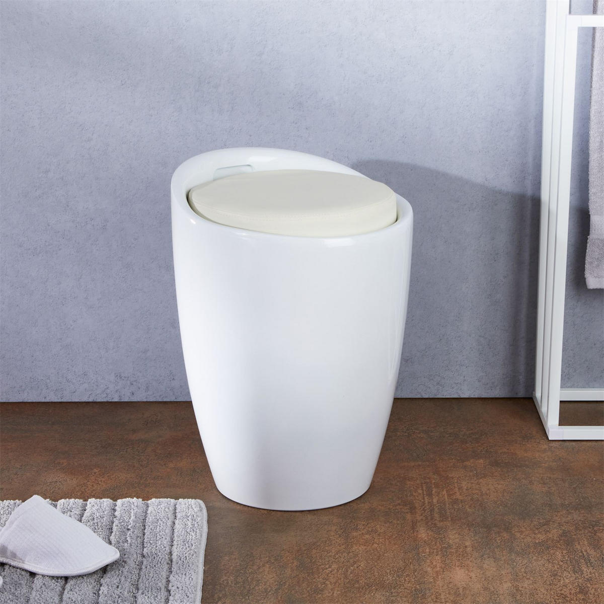 SITZHOCKER DANIEL - Weiß, Kunststoff/Textil (35/50/35cm) - IDIMEX