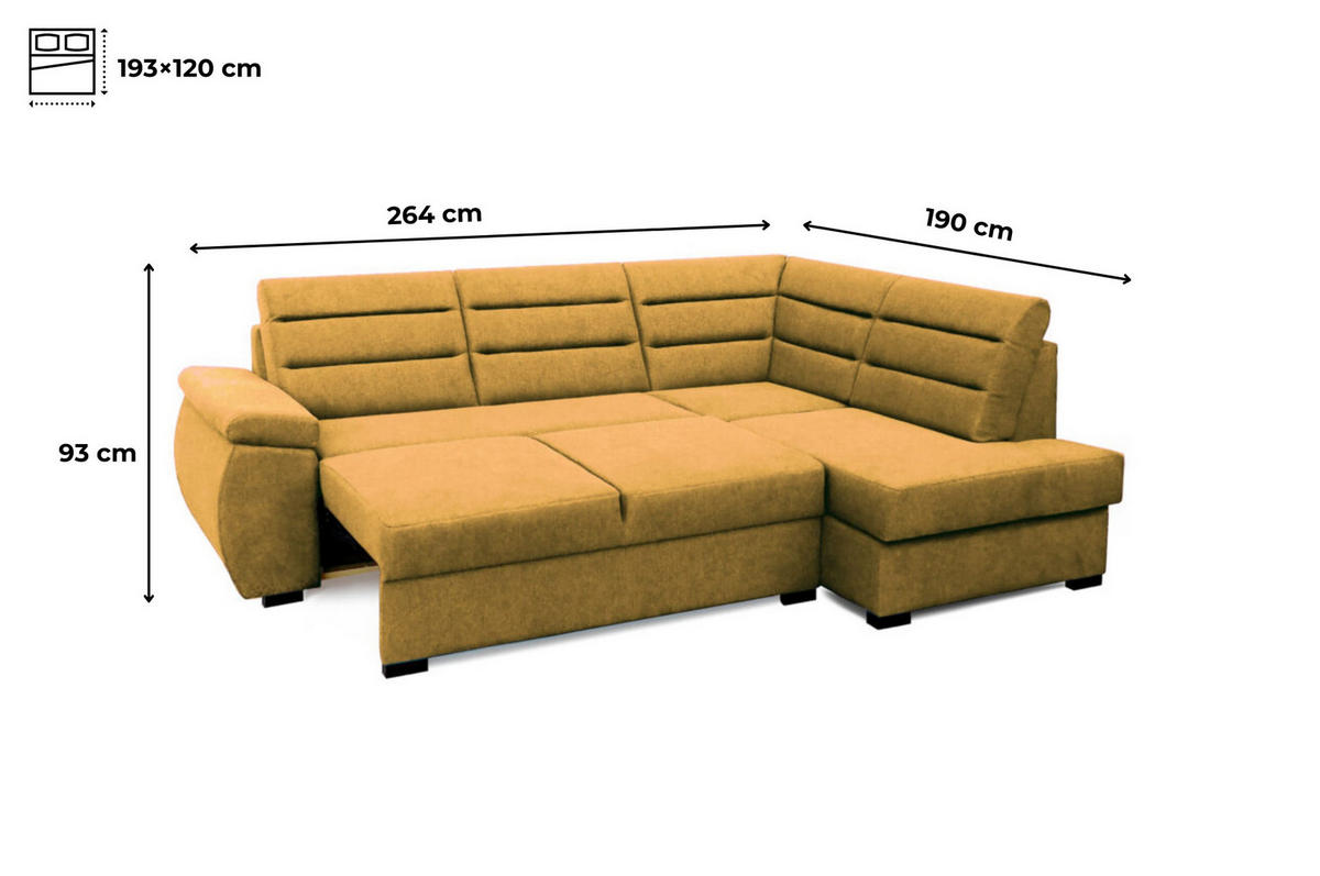 ECKSCHLAFSOFA - Ecksofa Gardenia - Khaki -Rechts - Grün, Holzwerkstoff (264/190cm) - Möblo