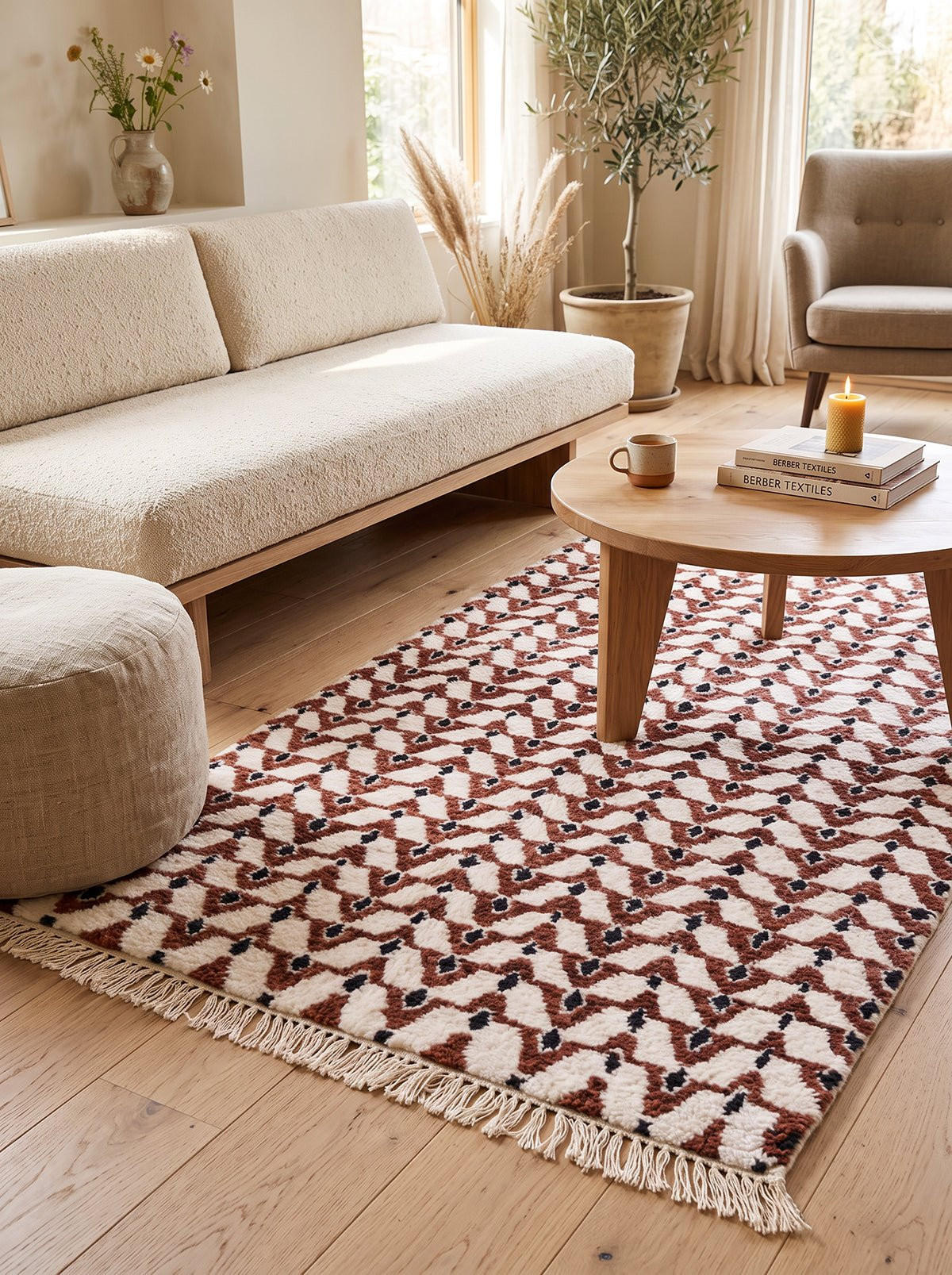 BERBERTEPPICH aus Marokko aus reiner Wolle 200x 300 cm - Beige, Naturmaterialien (200/300cm) - AFK Living