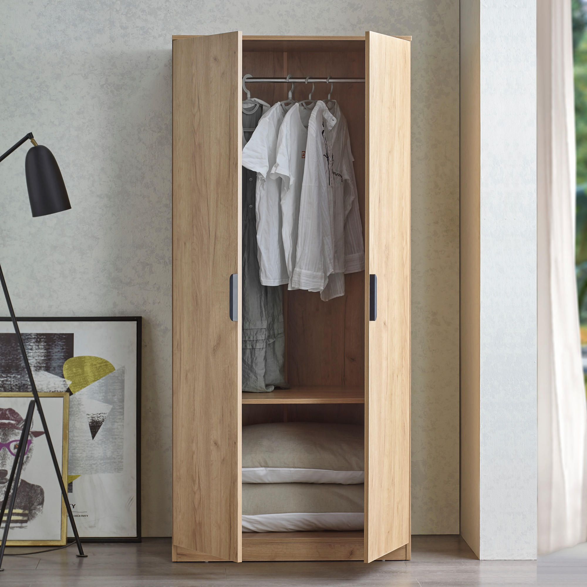 KLEIDERSCHRANK Eiselfing - Eichefarben, Holzwerkstoff (80/176/52cm) - [en.casa]