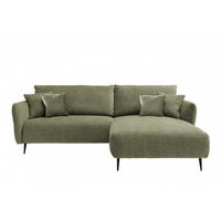 ECKSOFA mit verstellbare Armlehnen, beidseitig montierbar - Schwarz/Grün, Textil/Metall (286/178cm) - myHomelando