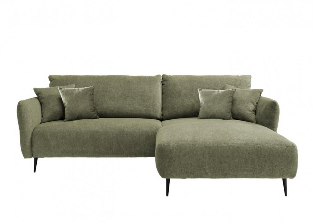 ECKSOFA mit verstellbare Armlehnen, beidseitig montierbar - Schwarz/Grün, Textil/Metall (286/178cm) - myHomelando