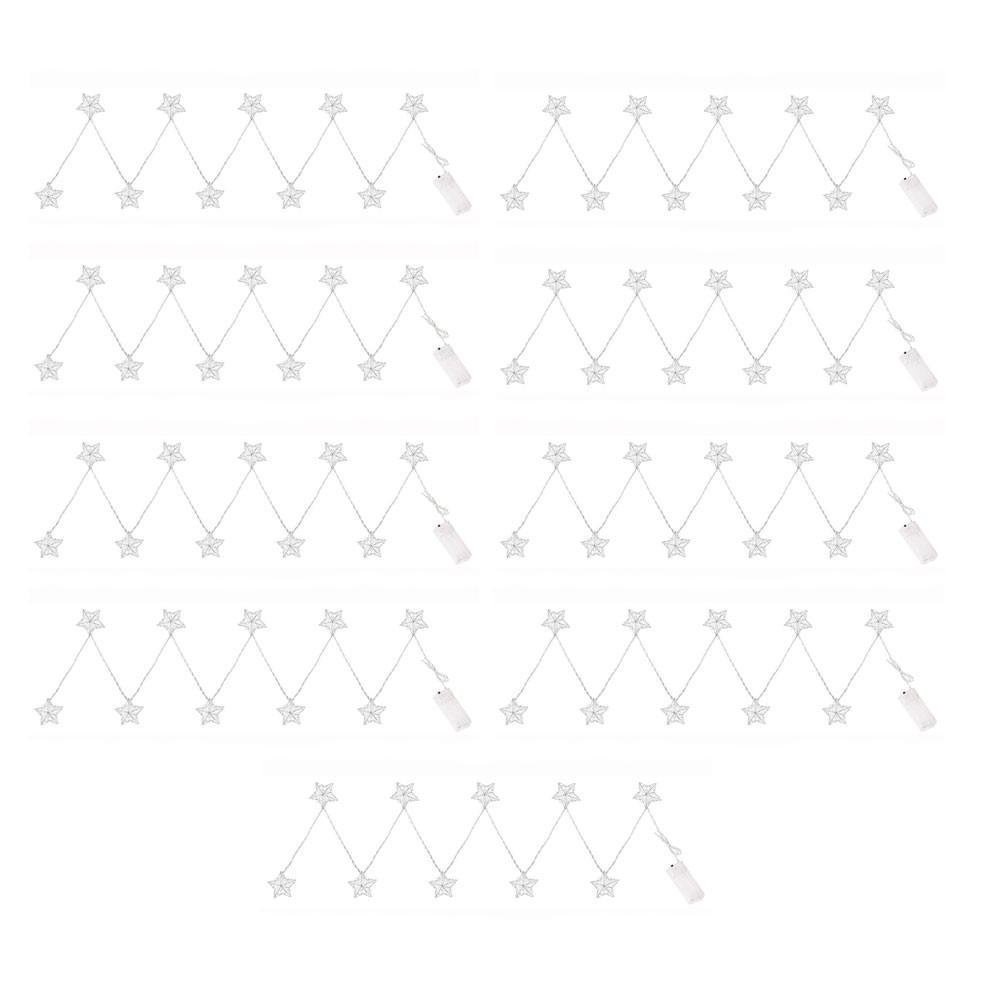 LED LICHTERKETTE Sternen-Design Silber - Silberfarben, Metall (90/5.5/1.5cm) - Globo Lighting