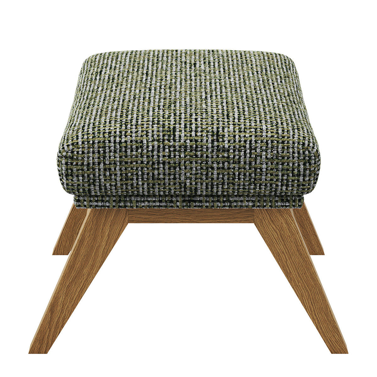 HOCKER mit Holzfüßen - Eichefarben/Grün, Eichenholz/Textil (54/41/41cm) - home24