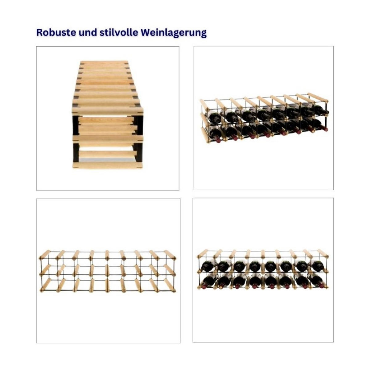 WEINREGAL Vinotega Mod Metal 22,5x82,5x24,5 cm 8x2 Flaschen Massives Kiefernholz Braun Geölt - Braun, Holz (82.5/22.5/24.5cm) - PROREGAL