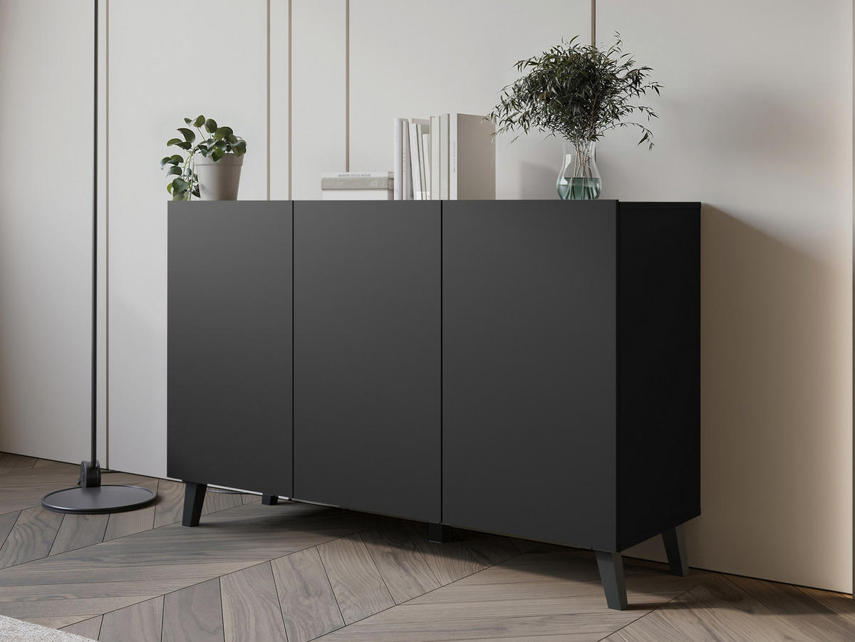 KOMMODE Phuket 120 - Schwarz/Graphitfarben, Holzwerkstoff/Kunststoff (120/76/39cm) - MIRJAN24