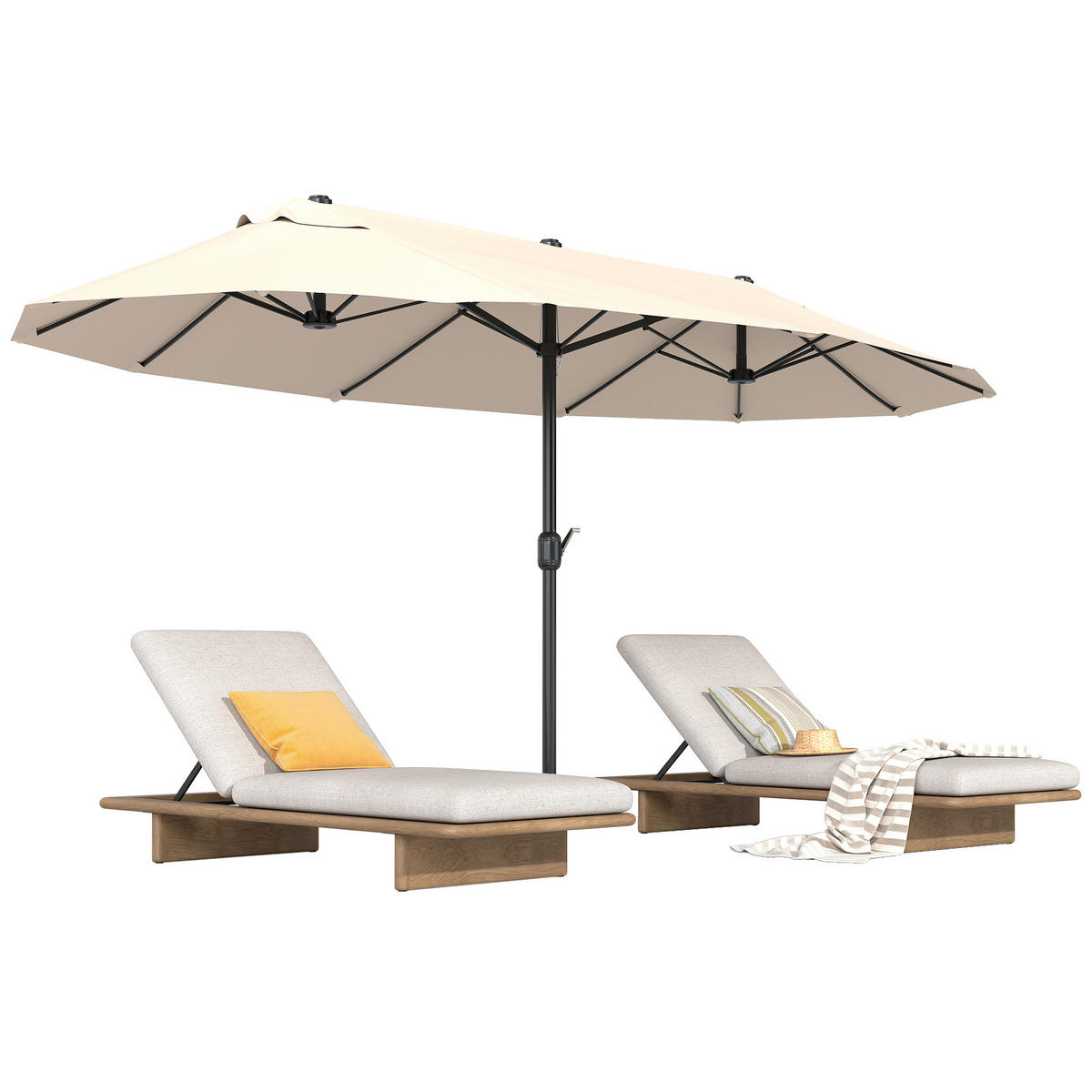 SONNENSCHIRM DE-05657 XXL mit Handkurbel Beige - Beige, Metall (270/455cm) - ComfortXL