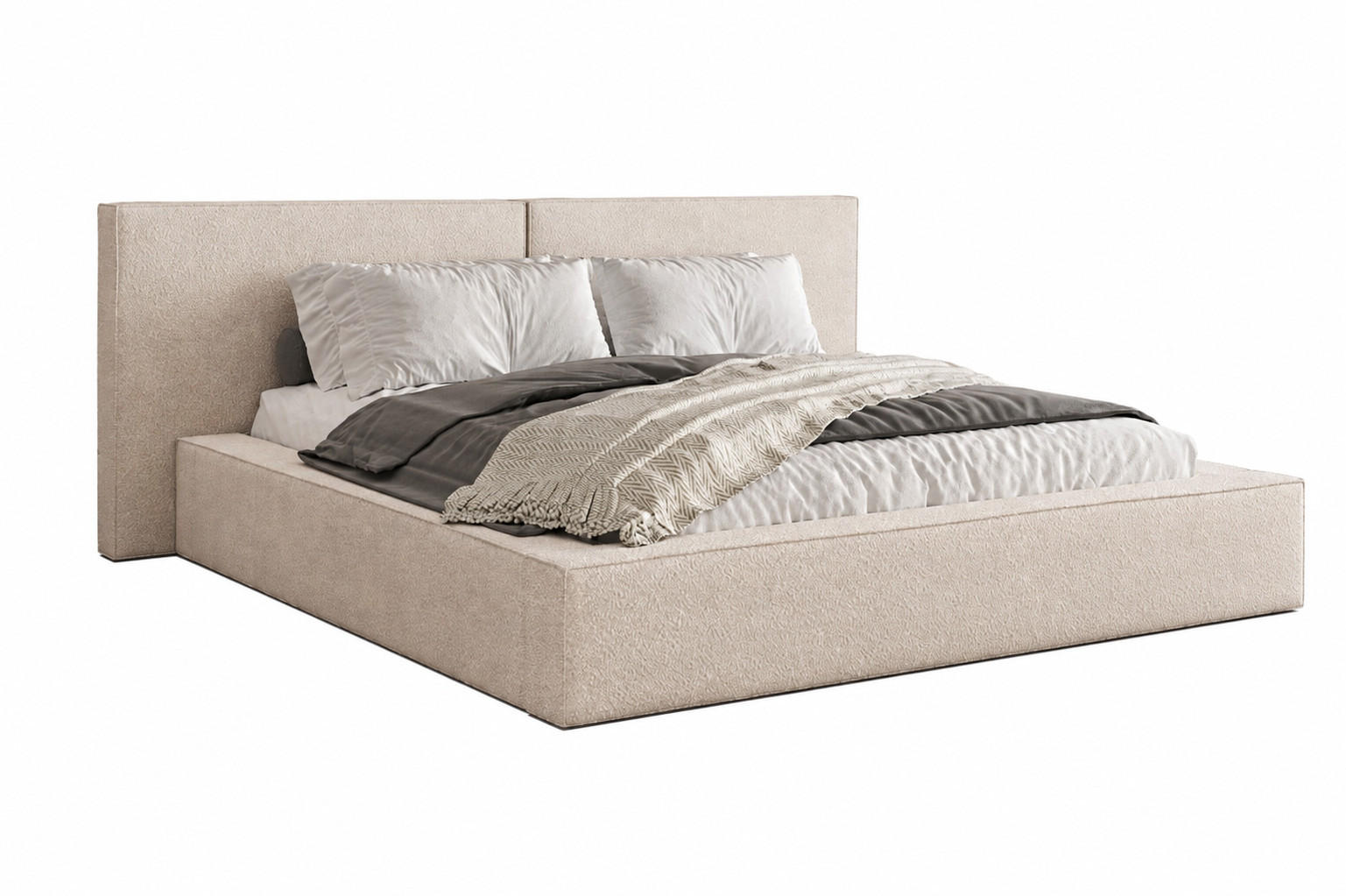 POLSTERBETT 06 Bouclé 160 x 200 cm – Arena - mit Bettkasten und Metall-Lattenrost - Beige, Metall (160/200cm) - ROYAL24_MARKT