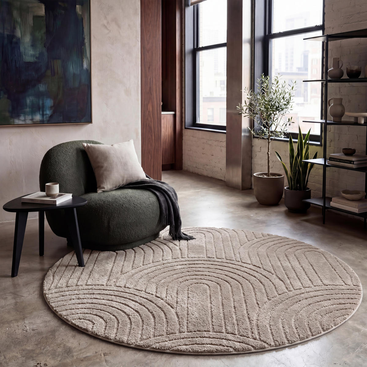 HOCHFLORTEPPICH 120/120 cm Tokio 471 - Taupe, Textil (120/120cm) - Paco Home
