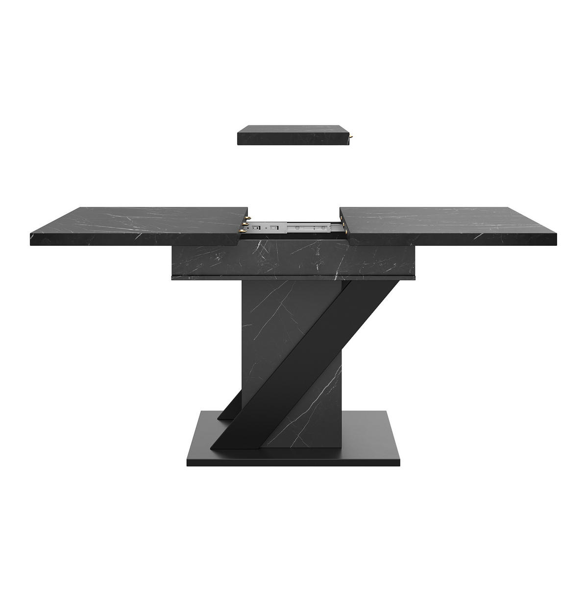 ESSTISCH aus MDF und Metall 110-140x80x75 cm Schwarz mit Ausziehfunktion und platzsparendem Design - Schwarz, Holzwerkstoff (110/80/75cm) - Modfu