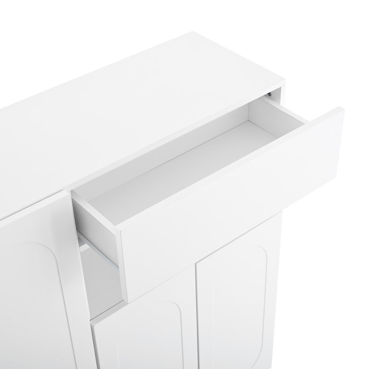 SCHUHSCHRANK 130/110/35 cm Weiß aus Spanplatte mit Sitzbank - Weiß, Holzwerkstoff (130/110/35cm) - OKMYHOME
